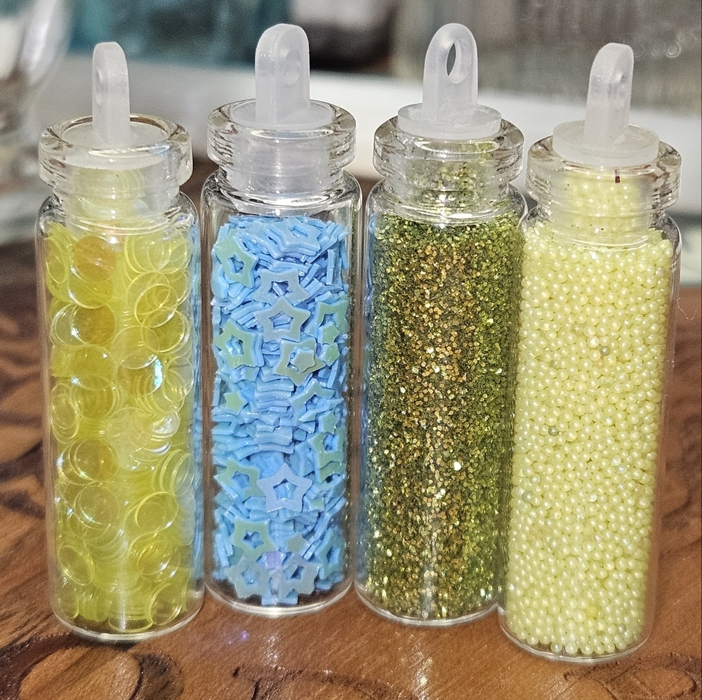 #34 Craft Glass Vials with Glitter & Sequins